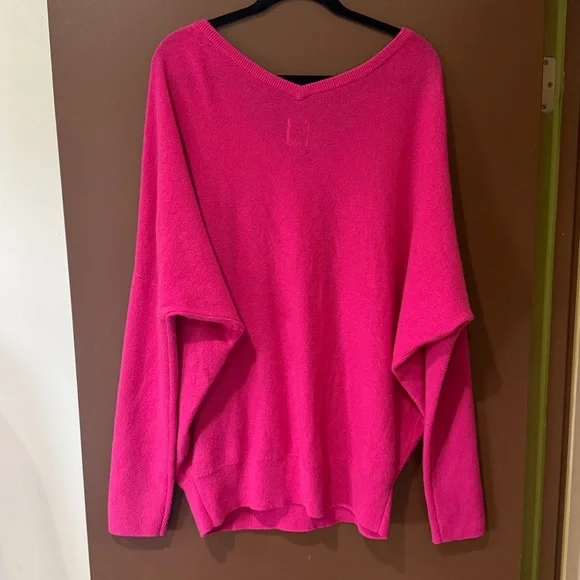 NWT Anthropologie Maeve Magenta Pink 100% Cashmere Oversized Sweater - Picture 4 of 7